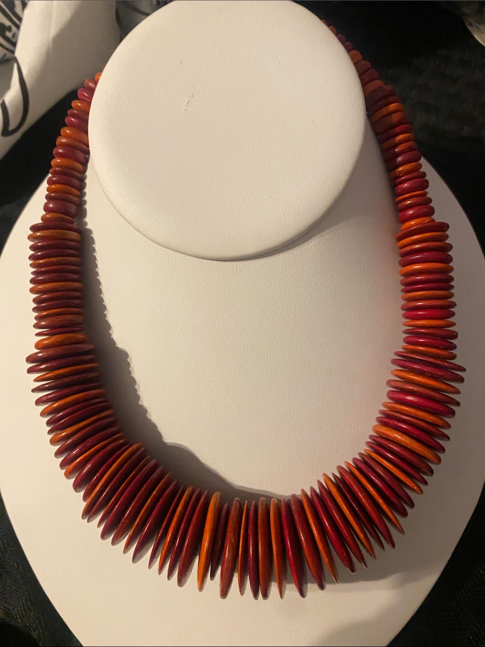Wooden in Red & Orange Necklace 8”+2” extender